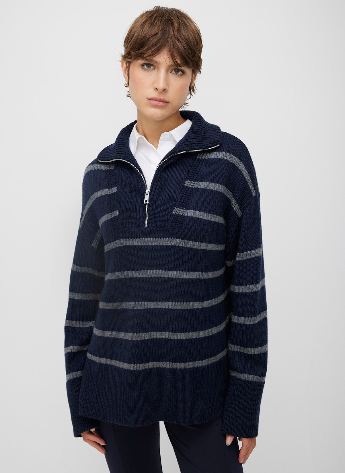 Apres 1/4 Zip Merino Sweater Striped