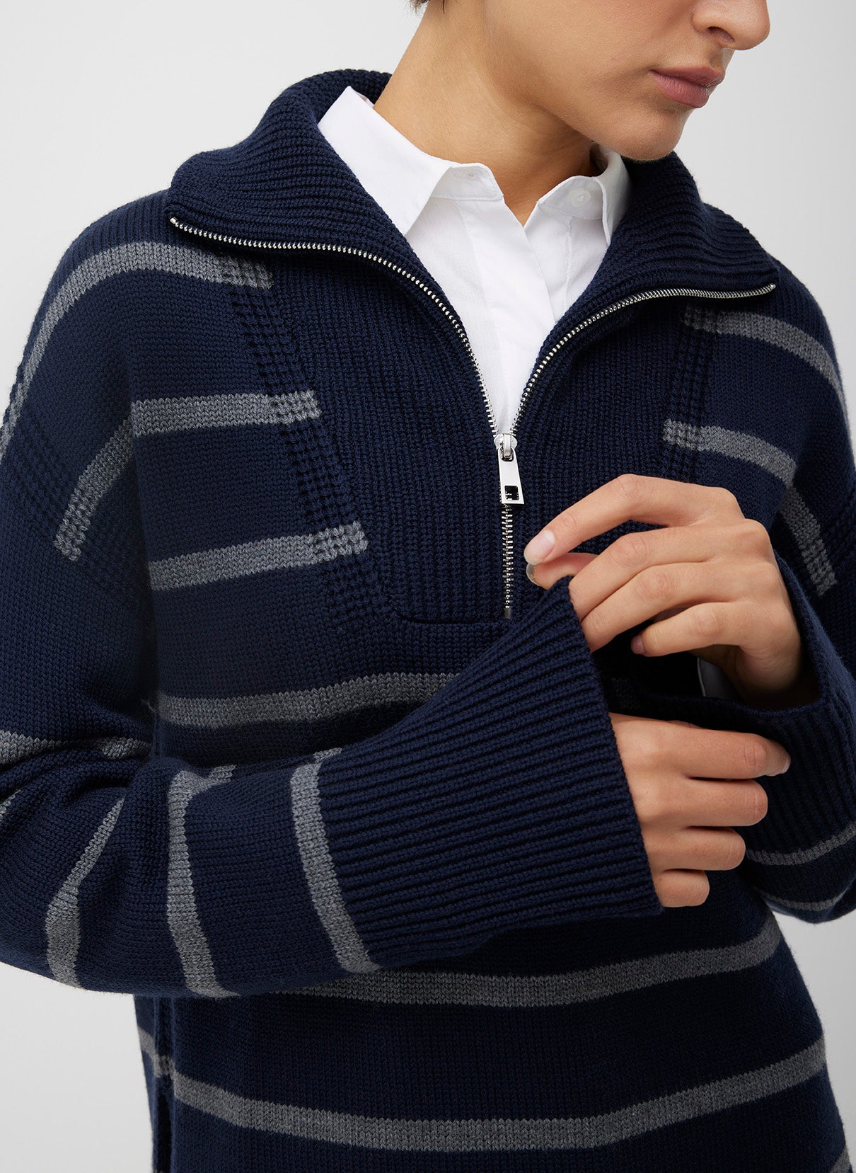 Apres 1/4 Zip Merino Sweater Striped