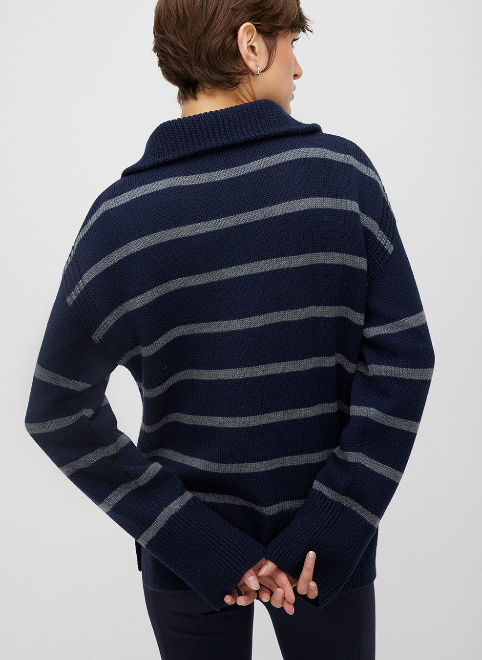 Apres 1/4 Zip Merino Sweater Striped