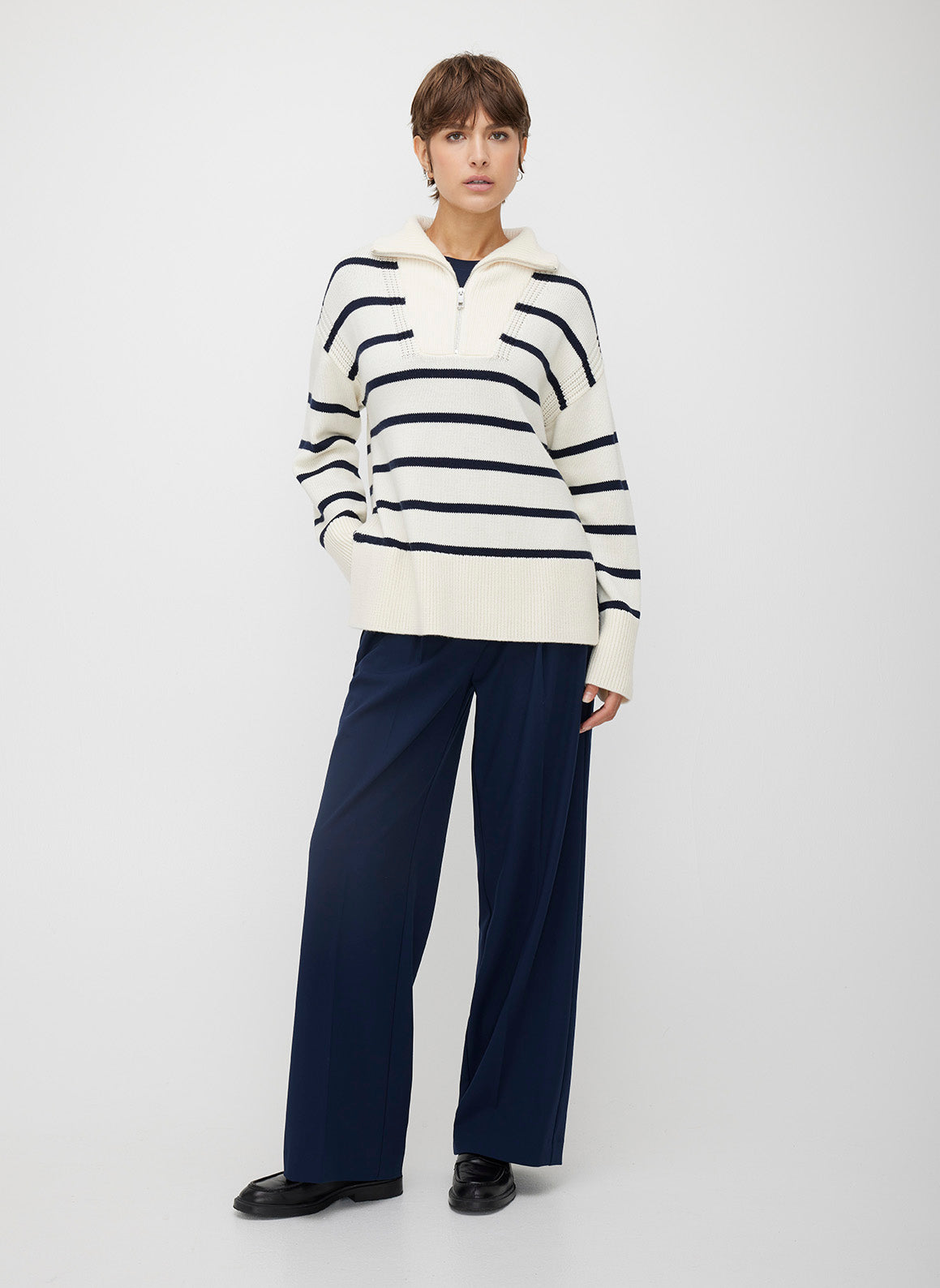 Apres 1/4 Zip Merino Sweater Striped