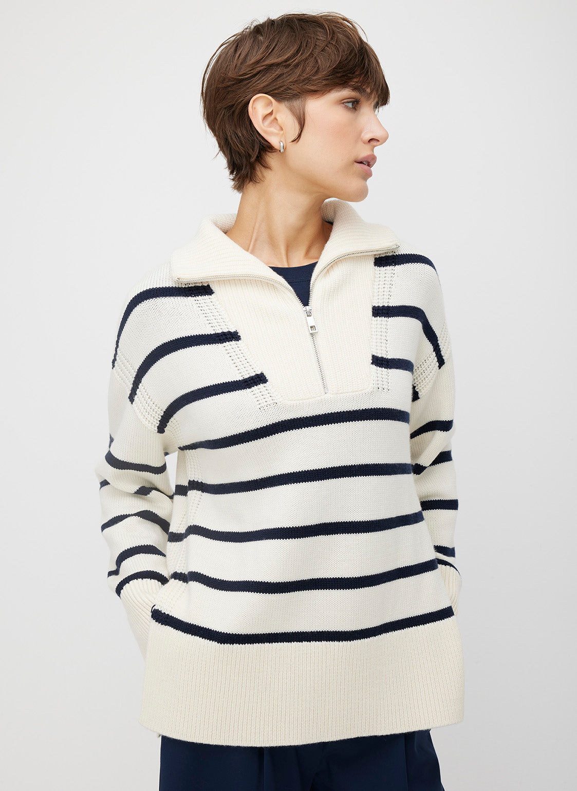 Apres 1/4 Zip Merino Sweater Striped