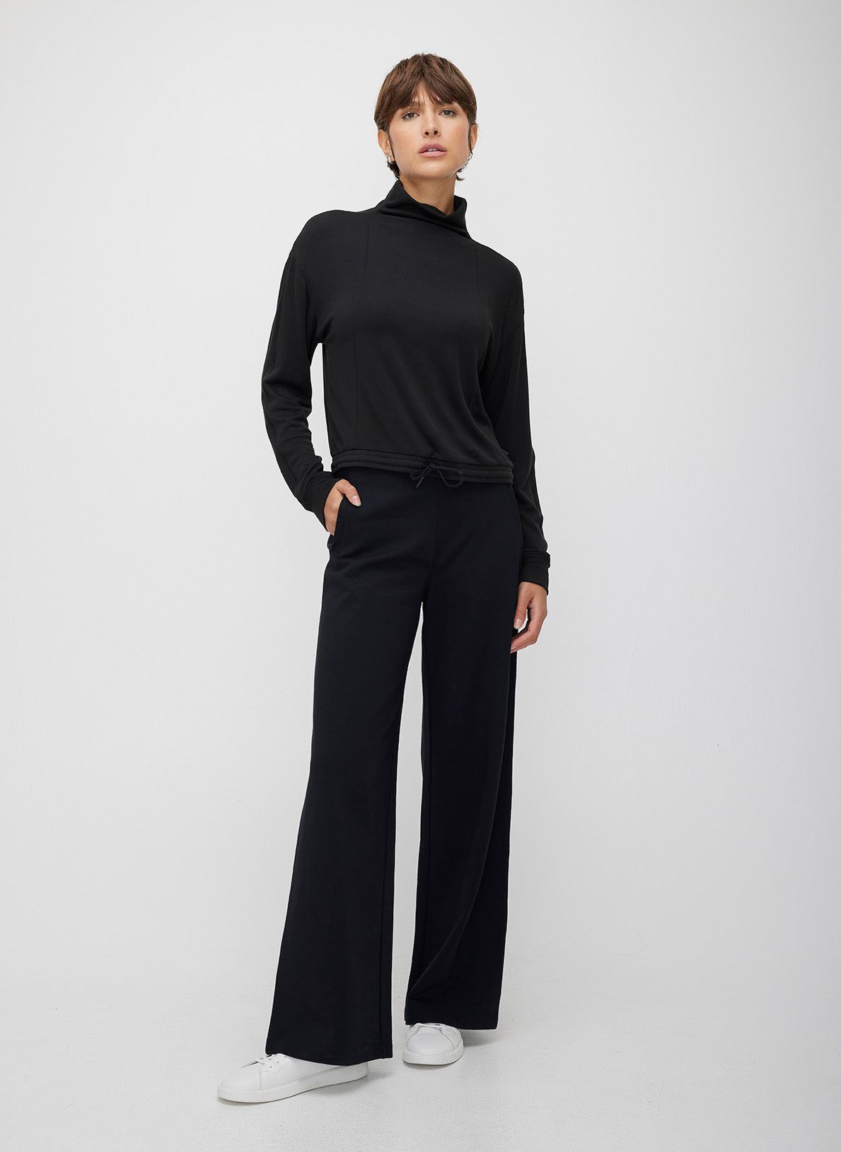 Cropped Funnel Neck Pullover