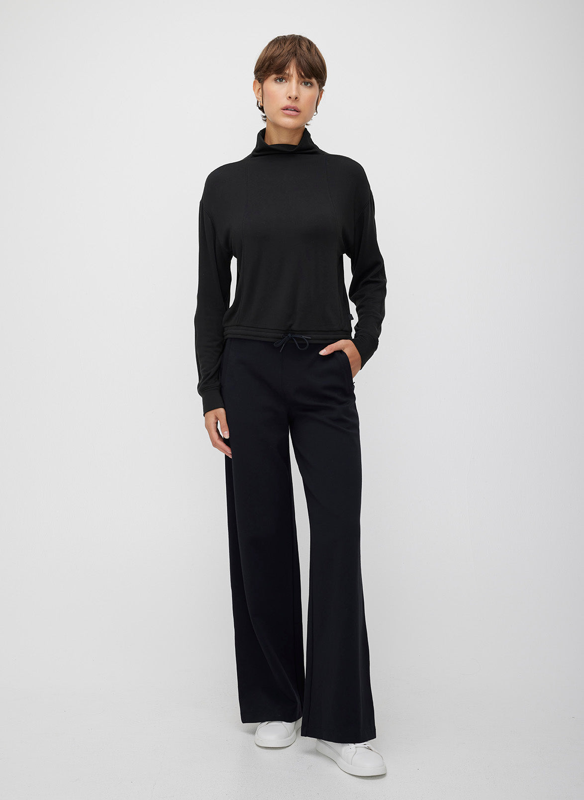 Cropped Funnel Neck Pullover