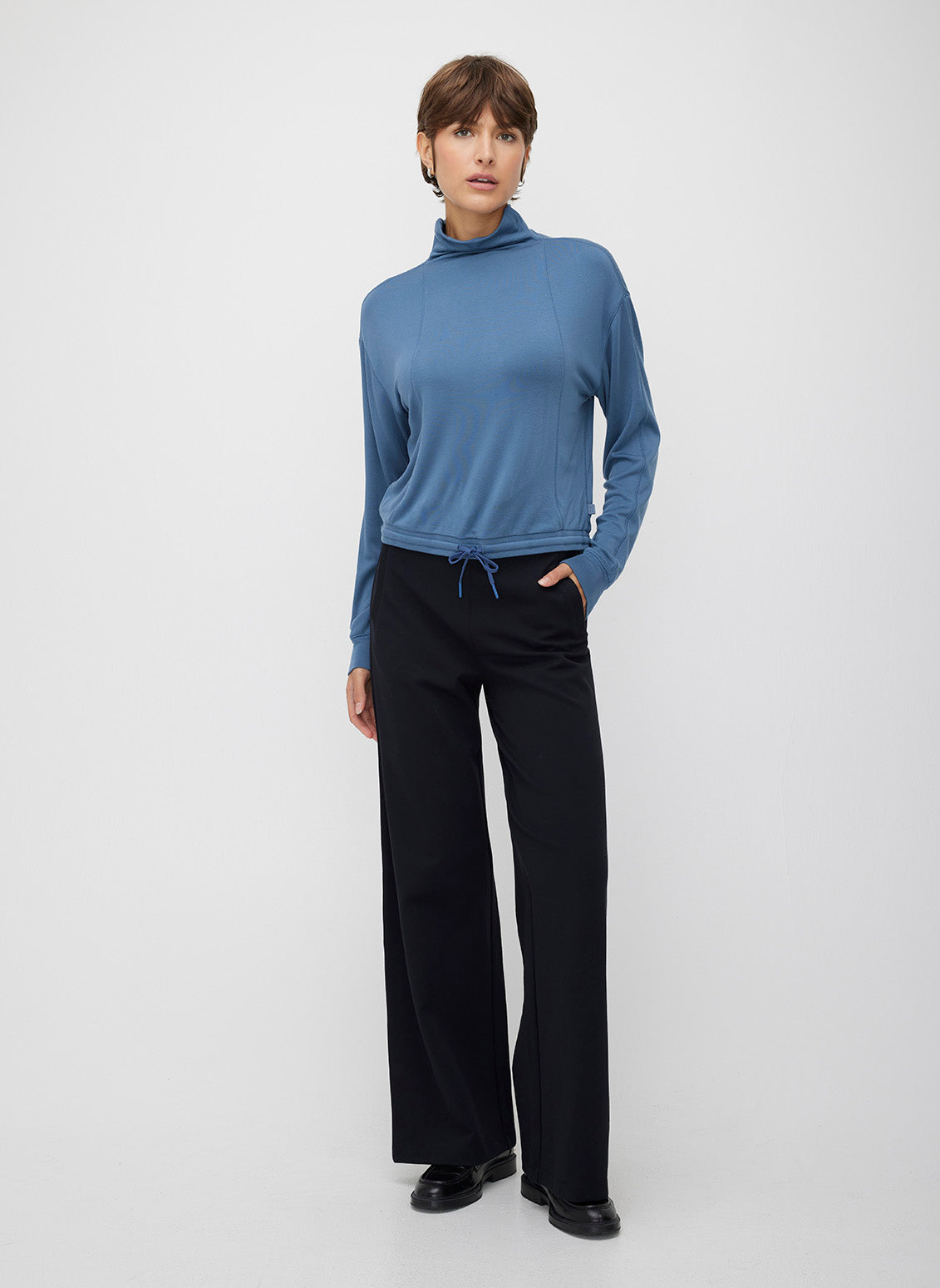 Cropped Funnel Neck Pullover