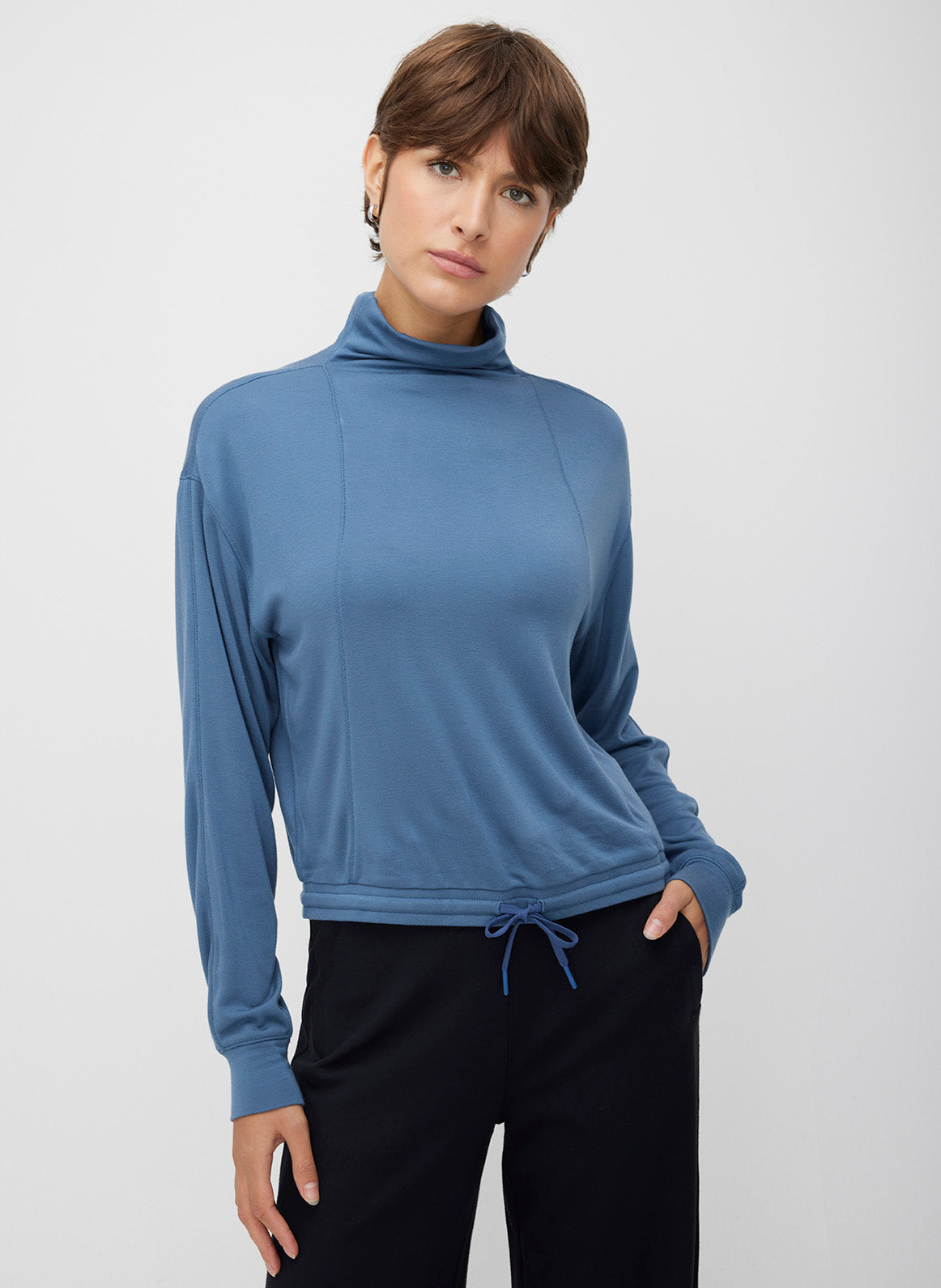 Cropped Funnel Neck Pullover