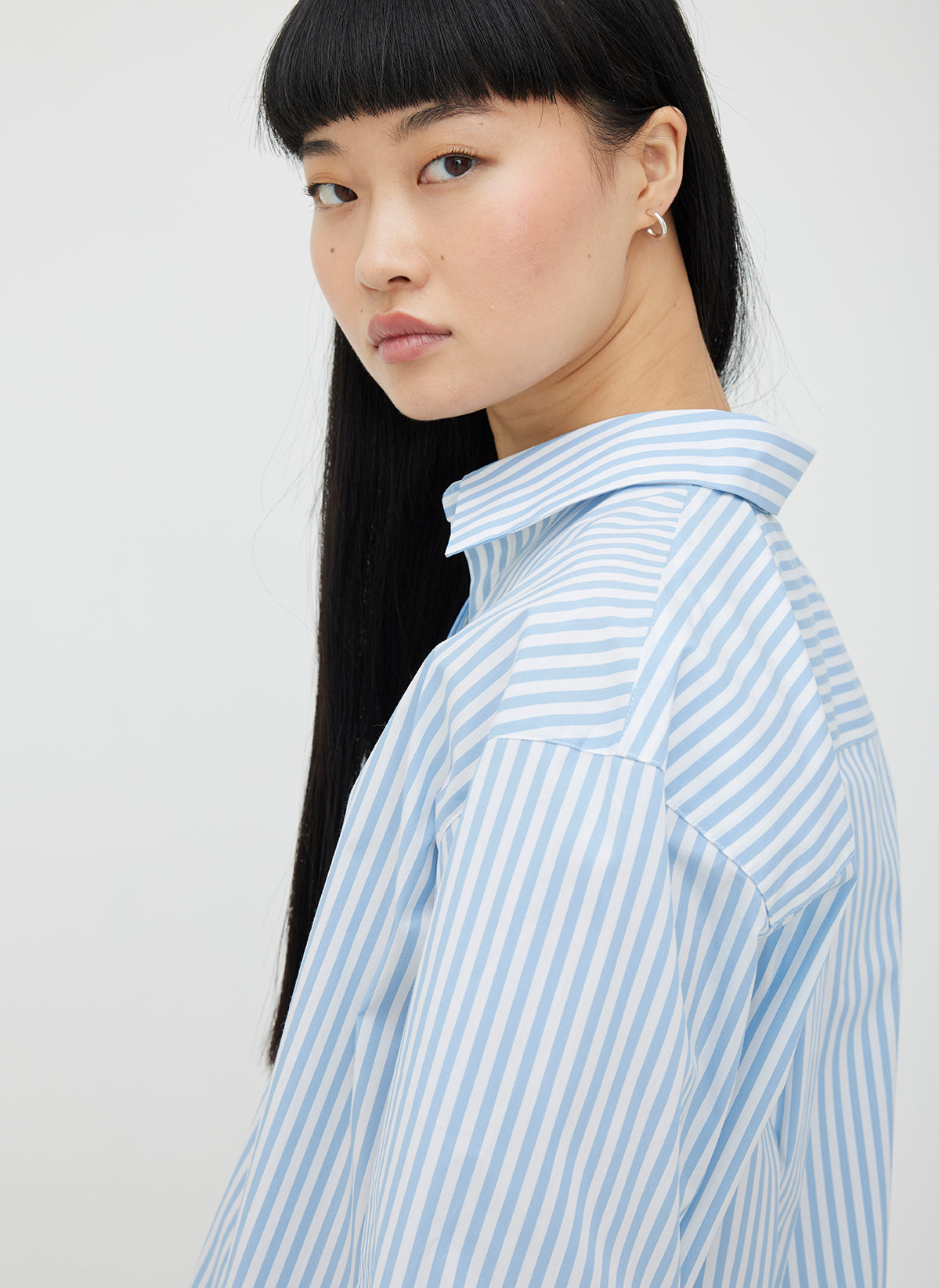 Marbella Boyfriend Shirt ?? | S || Bright White/Cool Blue Stripe