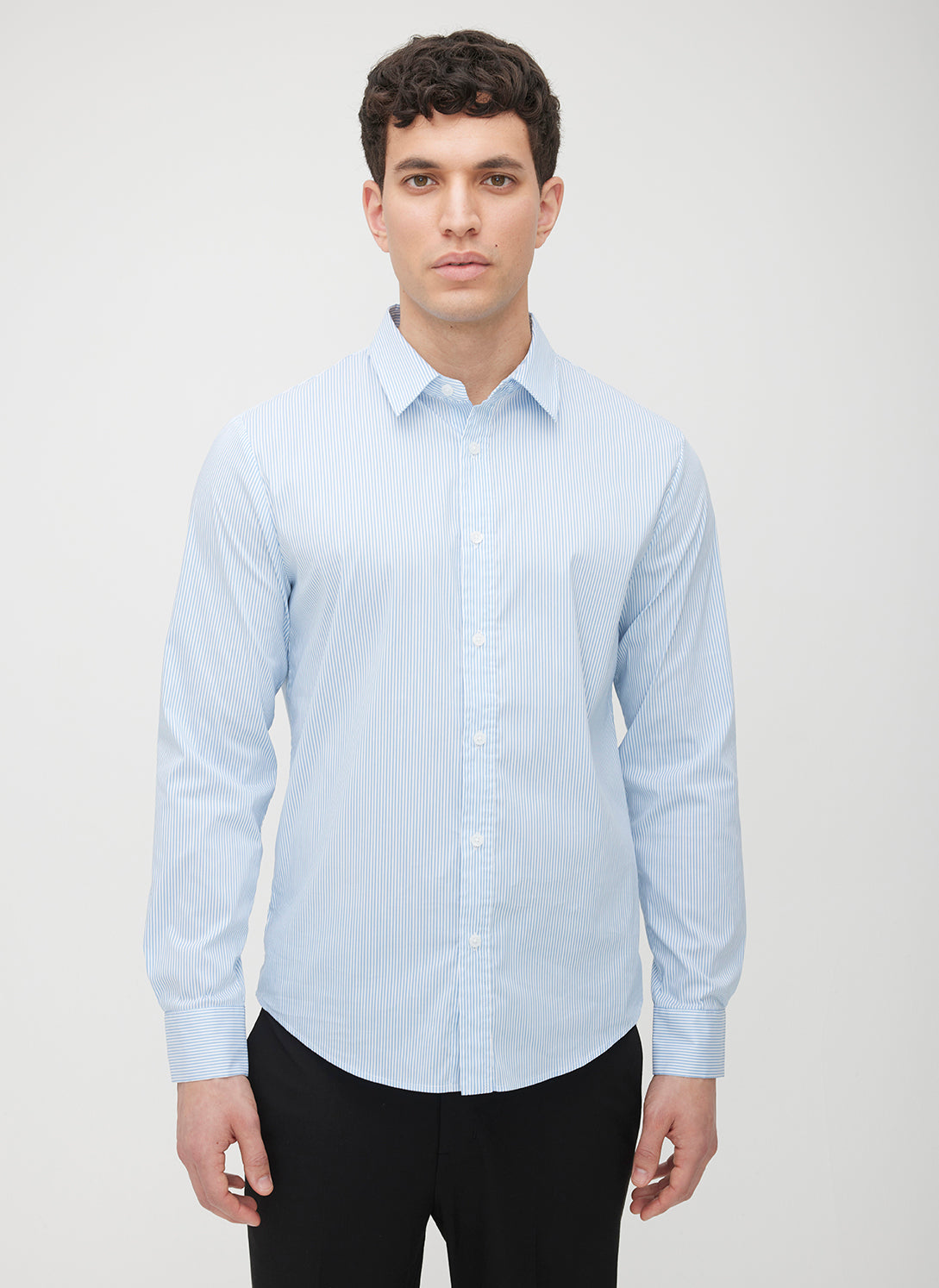 Acadia Long Sleeve Poplin Shirt ?? | M || Bright White/Cool Blue Stripe