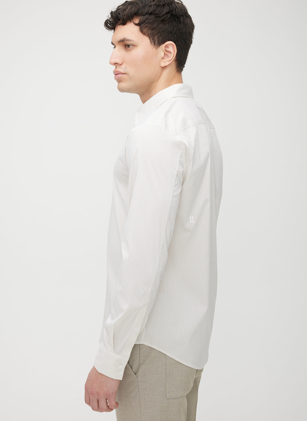 Acadia Long Sleeve Poplin Shirt ?? | M || Bright White/Sand Dune Stripe