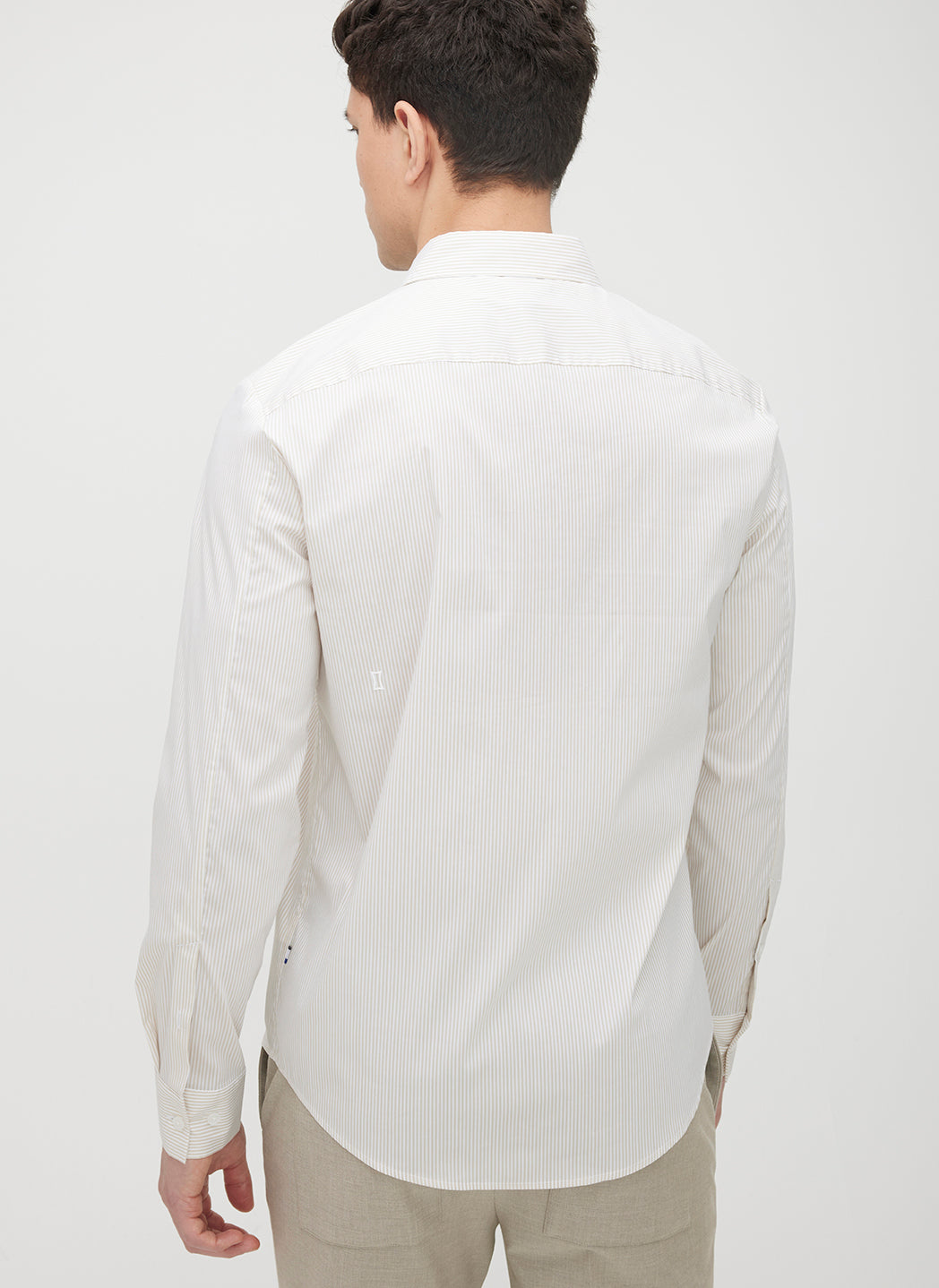 Acadia Long Sleeve Poplin Shirt ?? | M || Bright White/Sand Dune Stripe