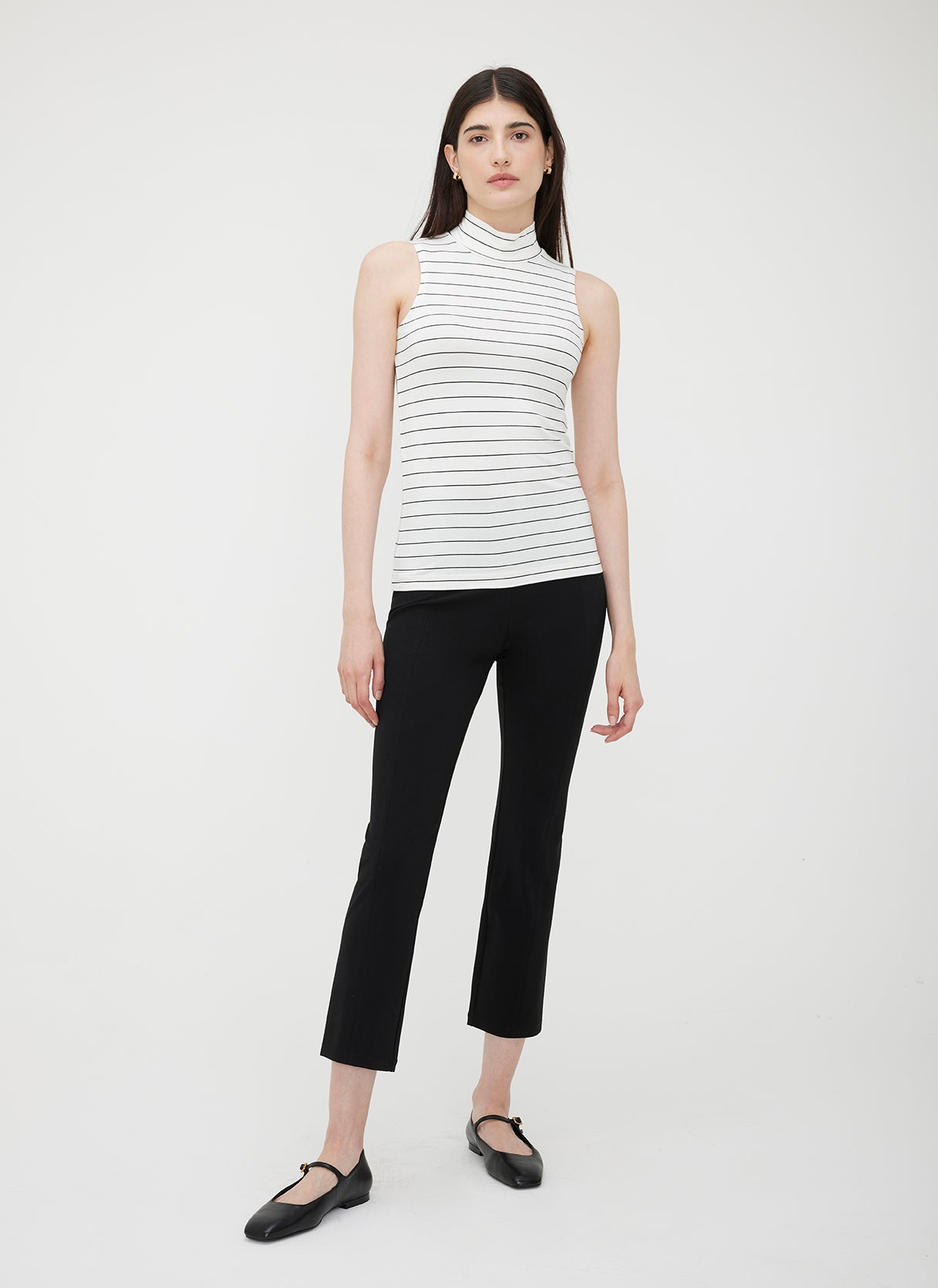 Charlotte Mock Neck Tank ?? | S || Off White/Black Stripe