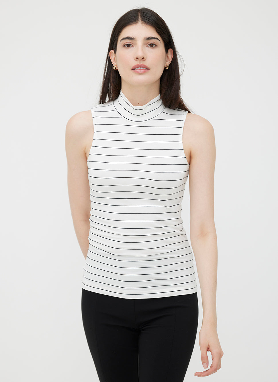 Charlotte Mock Neck Tank ?? | S || Off White/Black Stripe