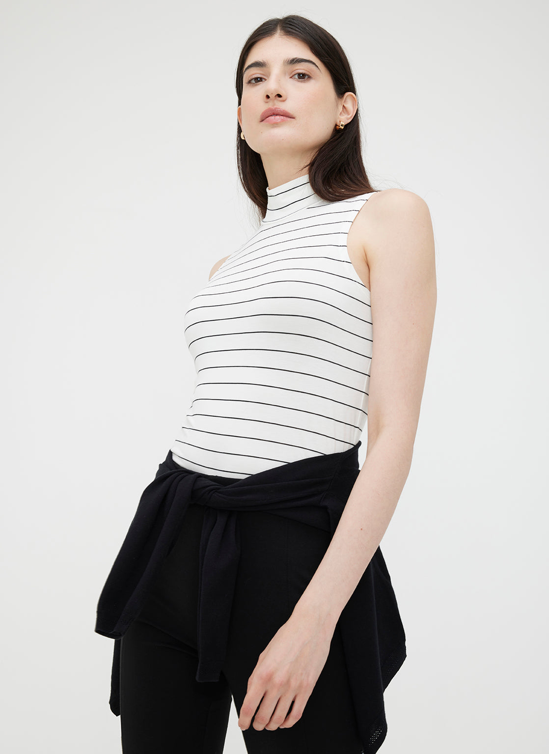 Charlotte Mock Neck Tank ?? | S || Off White/Black Stripe