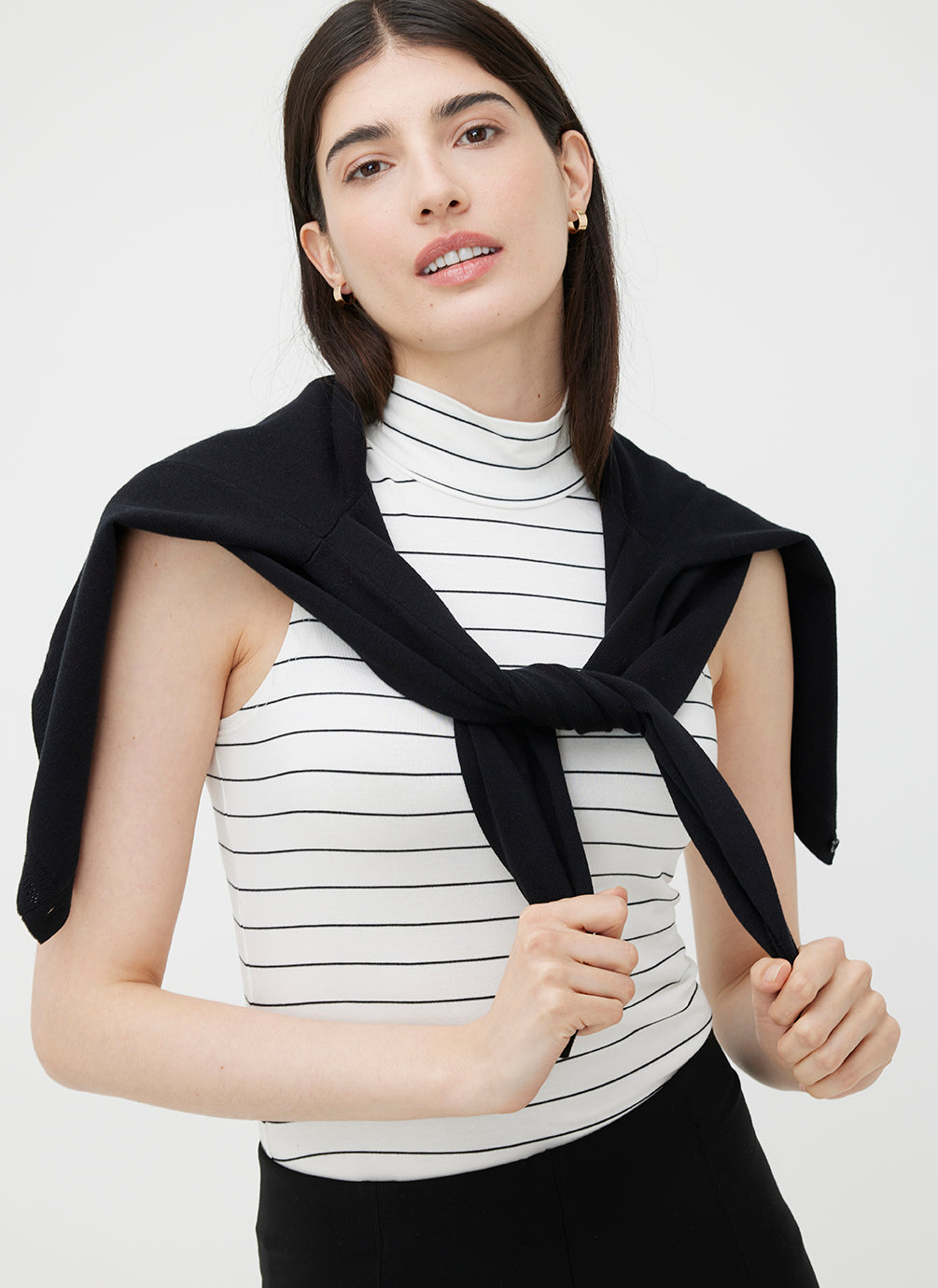 Charlotte Mock Neck Tank ?? | S || Off White/Black Stripe