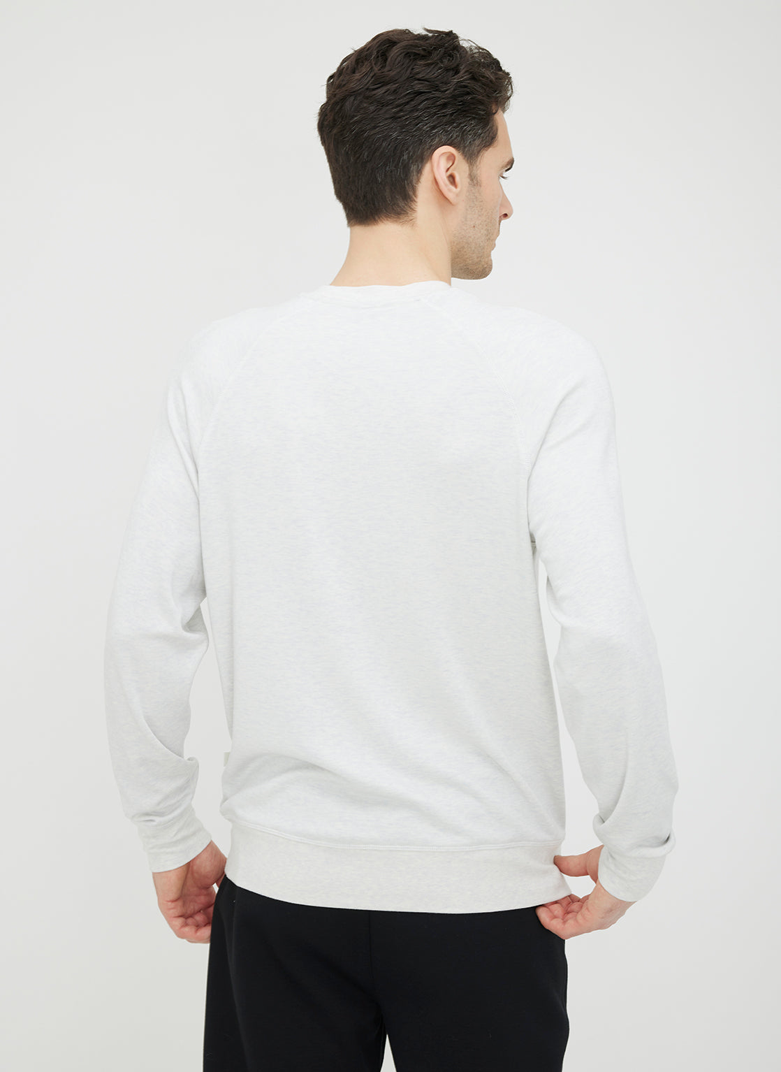 Brushed Crewneck Long Sleeve Tee ?? | M || White Melange