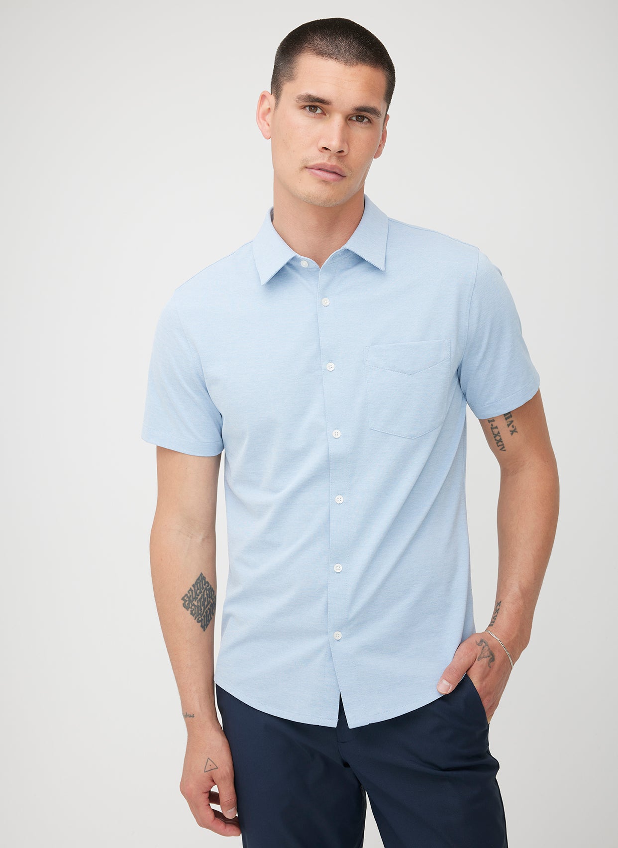 City Tech Short Sleeve Shirt ?? | M || Light Blue Chambray