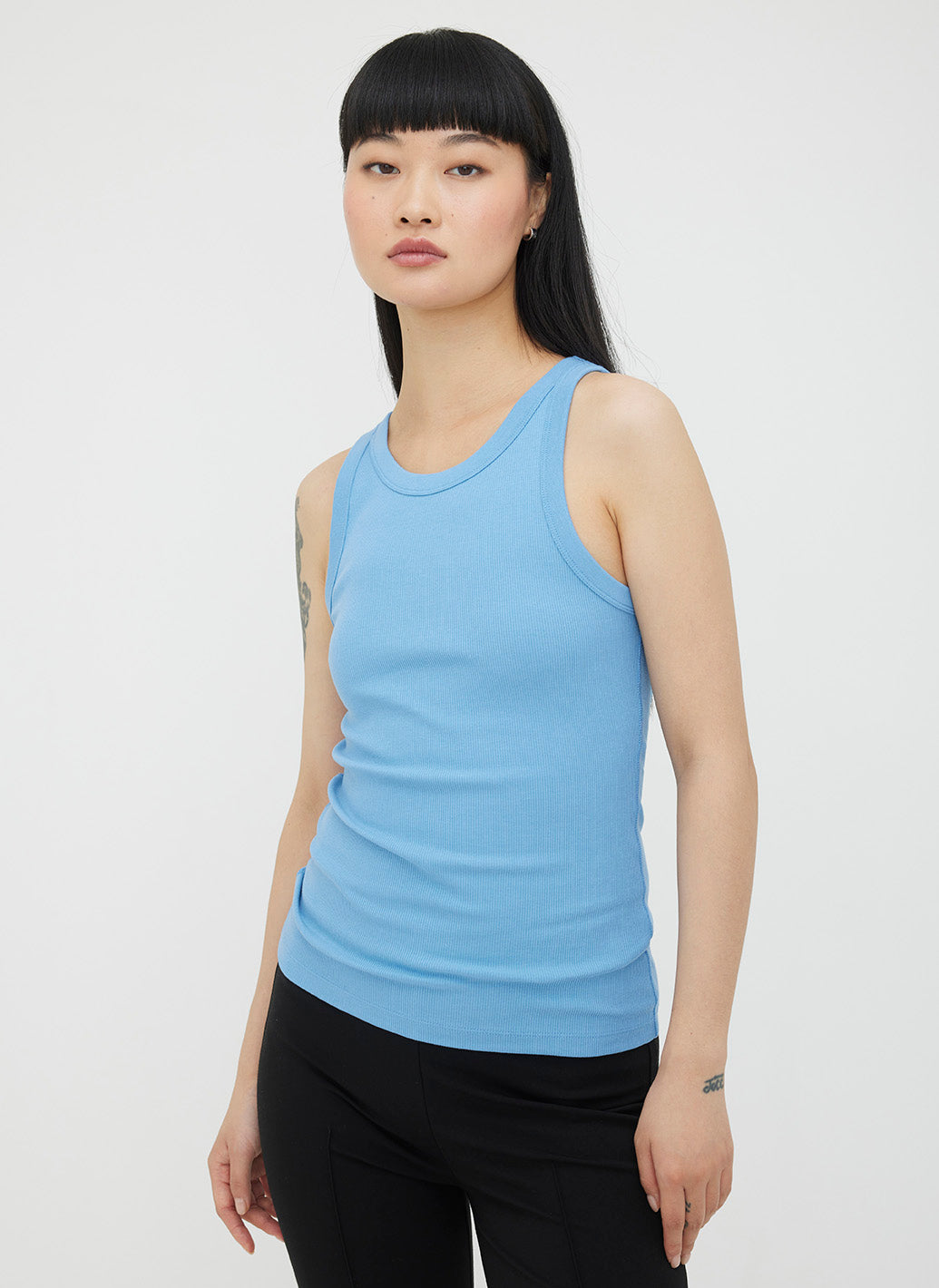 Cyprus High Neck Rib Tank ?? | S || Cool Blue