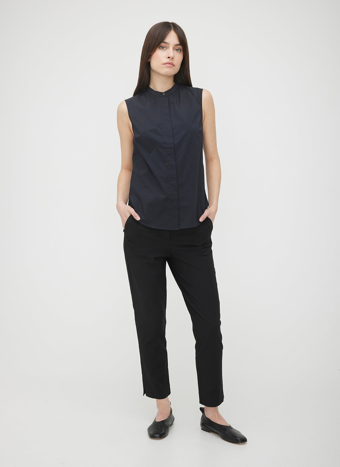 Marbella Sleeveless Poplin Shirt ?? | S || Black