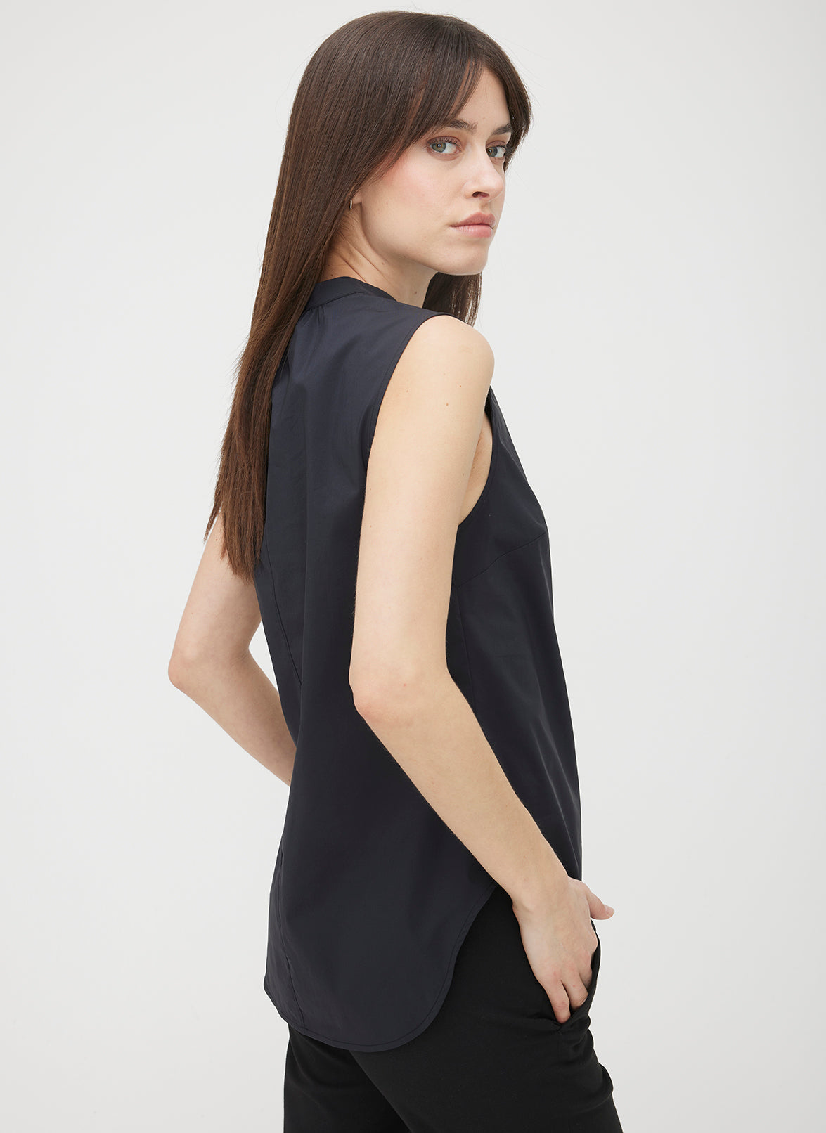 Marbella Sleeveless Poplin Shirt ?? | S || Black