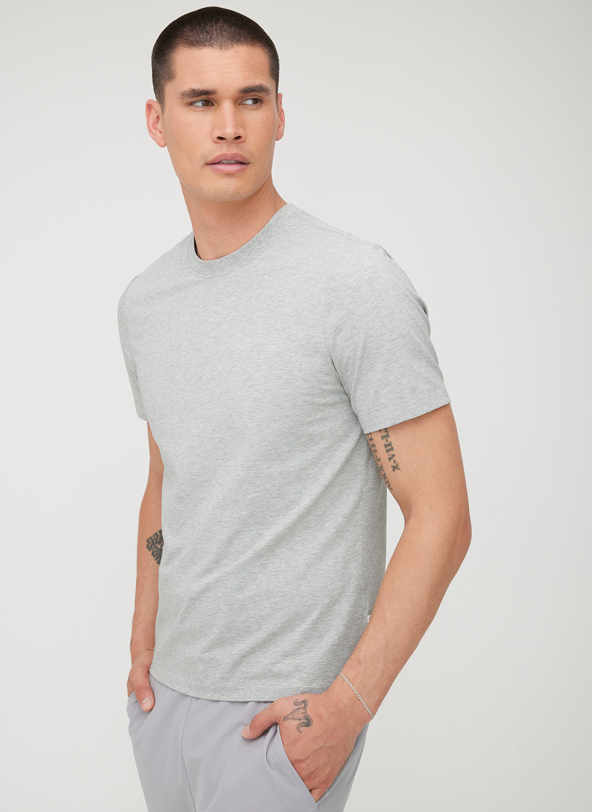 Stanton Short Sleeve Crew Tee ?? | M || Light Grey Melange