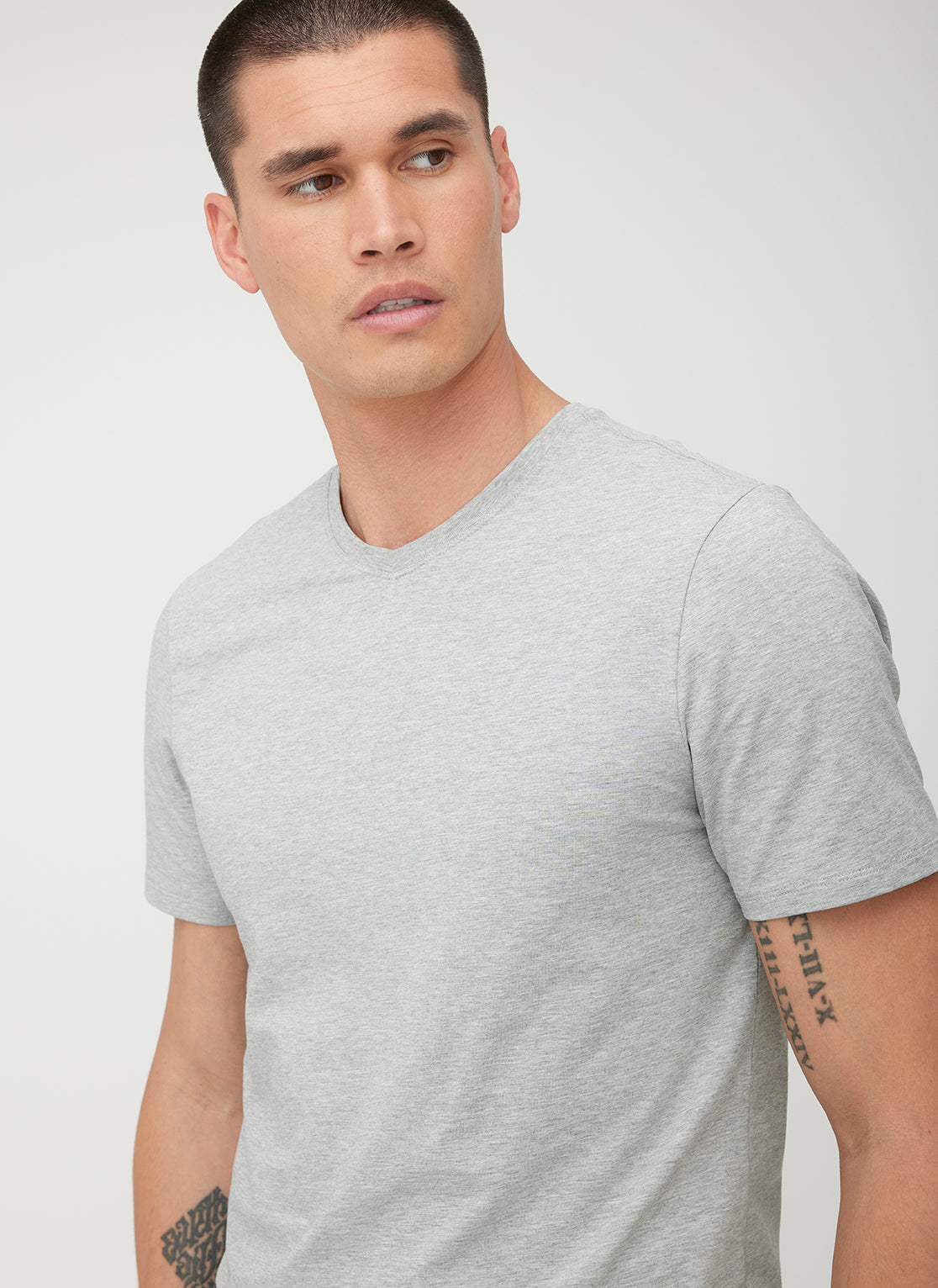 Stanton Short Sleeve V-Neck Tee ?? | M || Light Grey Melange