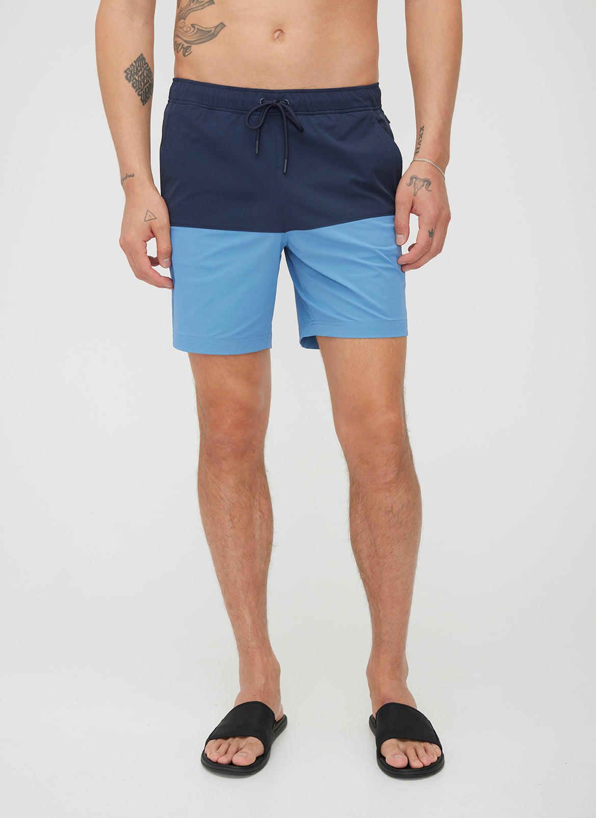 Tailored Swim Shorts 7” ?? | M || Mid Blue/Dark Navy