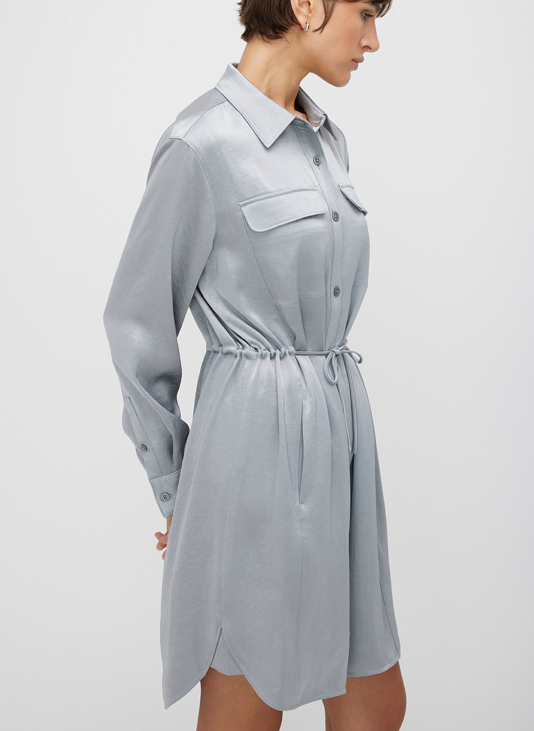 Utility Satin Shirt Dress