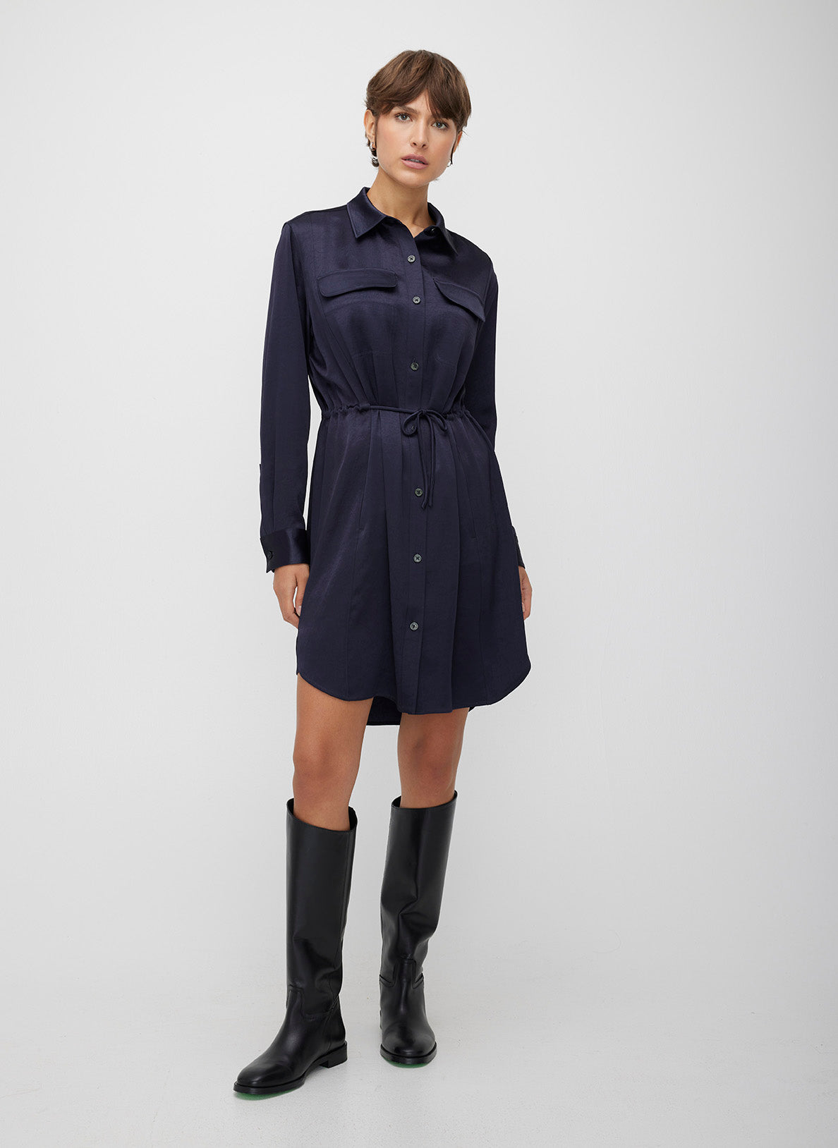 Utility Satin Shirt Dress