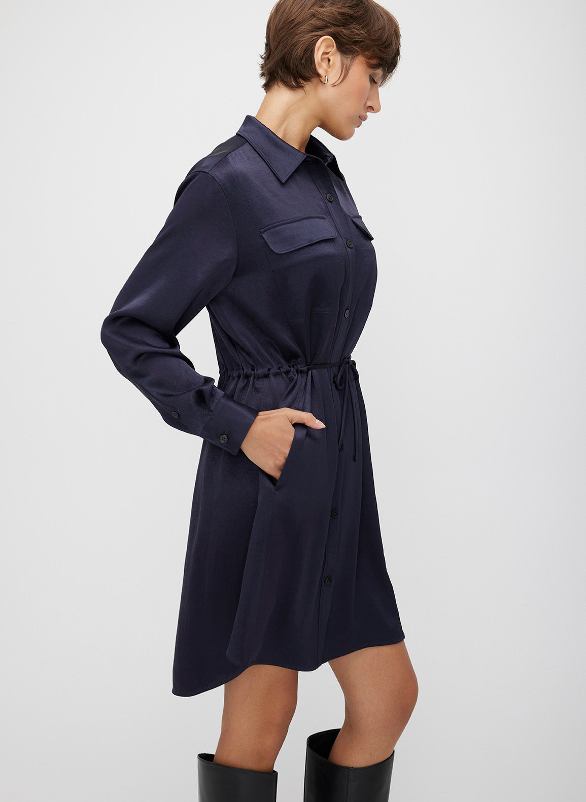 Utility Satin Shirt Dress